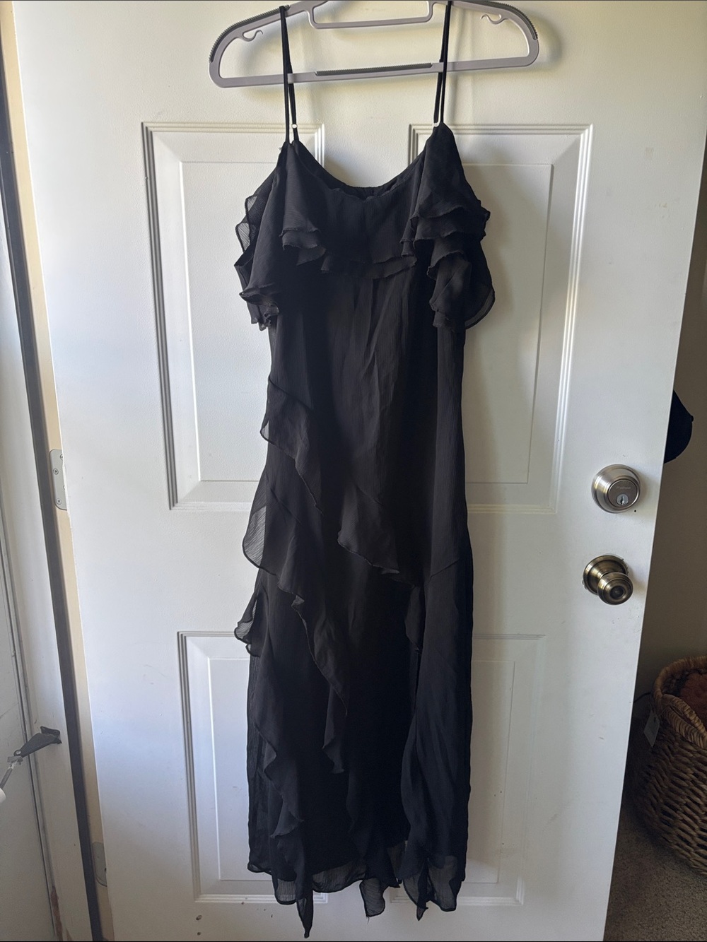 wild fable Black Ruffle Maxi Slip Dress